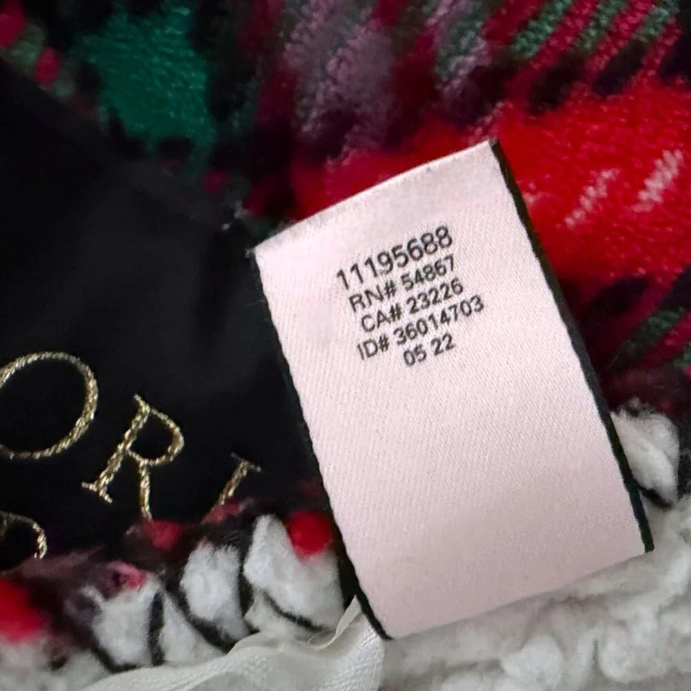 Victoria's Secret Red Plaid Sherpa Throw Blanket 50x60 Cozy Holiday Cabin